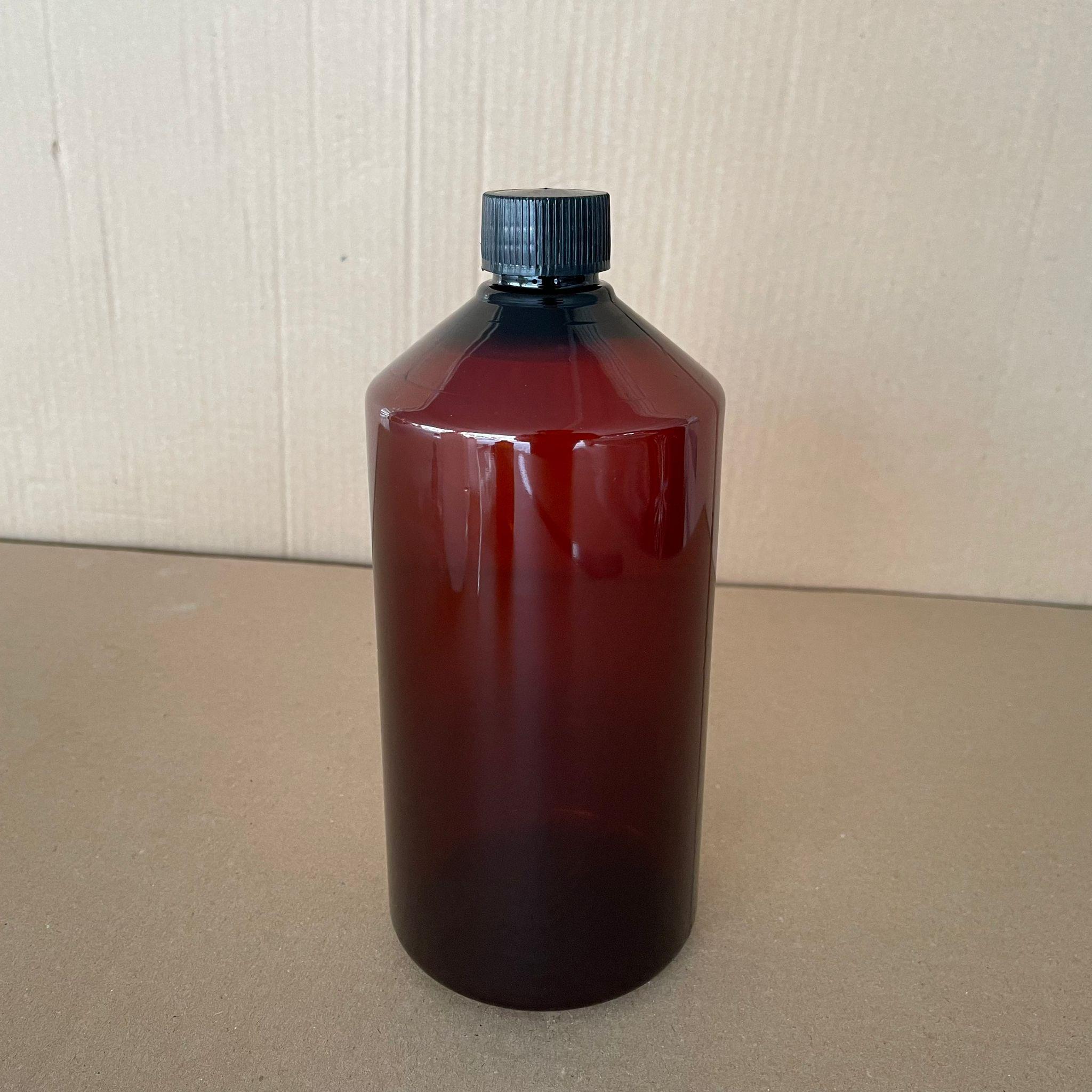 1000 CC KALIN AMBER PET ŞİŞE (45 GR) - SİYAH CONTALI KAPAKLI + KOLONYA TIPALI - 1000 ML KAHVERENGİ PLASTİK ŞİŞE - AMBER PET ŞİŞE