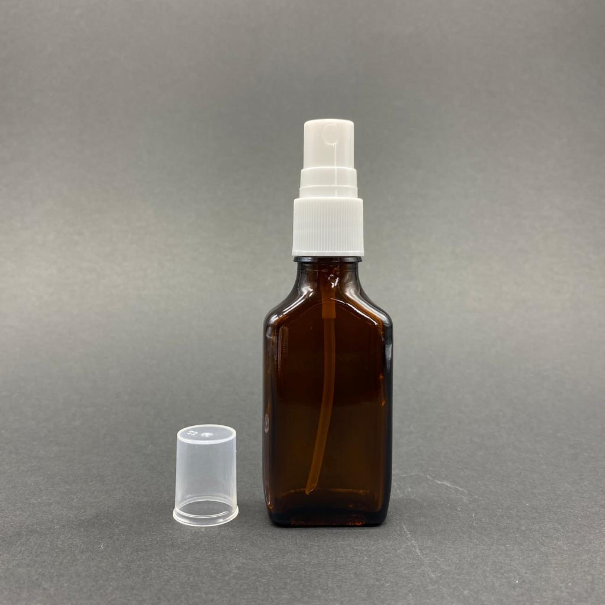 30 CC AMBER YASSI CAM ŞİŞE BEYAZ SPREYLİ TAKIM - 30 ML SPREYLİ CAM ŞİŞE