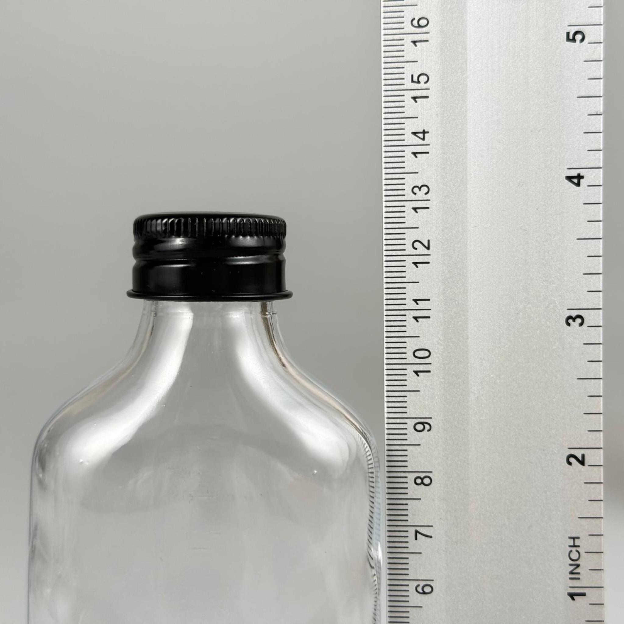 100 CC YASSI CAM ŞİŞE - SİYAH METAL ALÜMİNYUM KAPAKLI - 100 ML CAM ŞİŞE - SOĞUK KAHVE İÇİN COLD BREW ŞİŞESİ