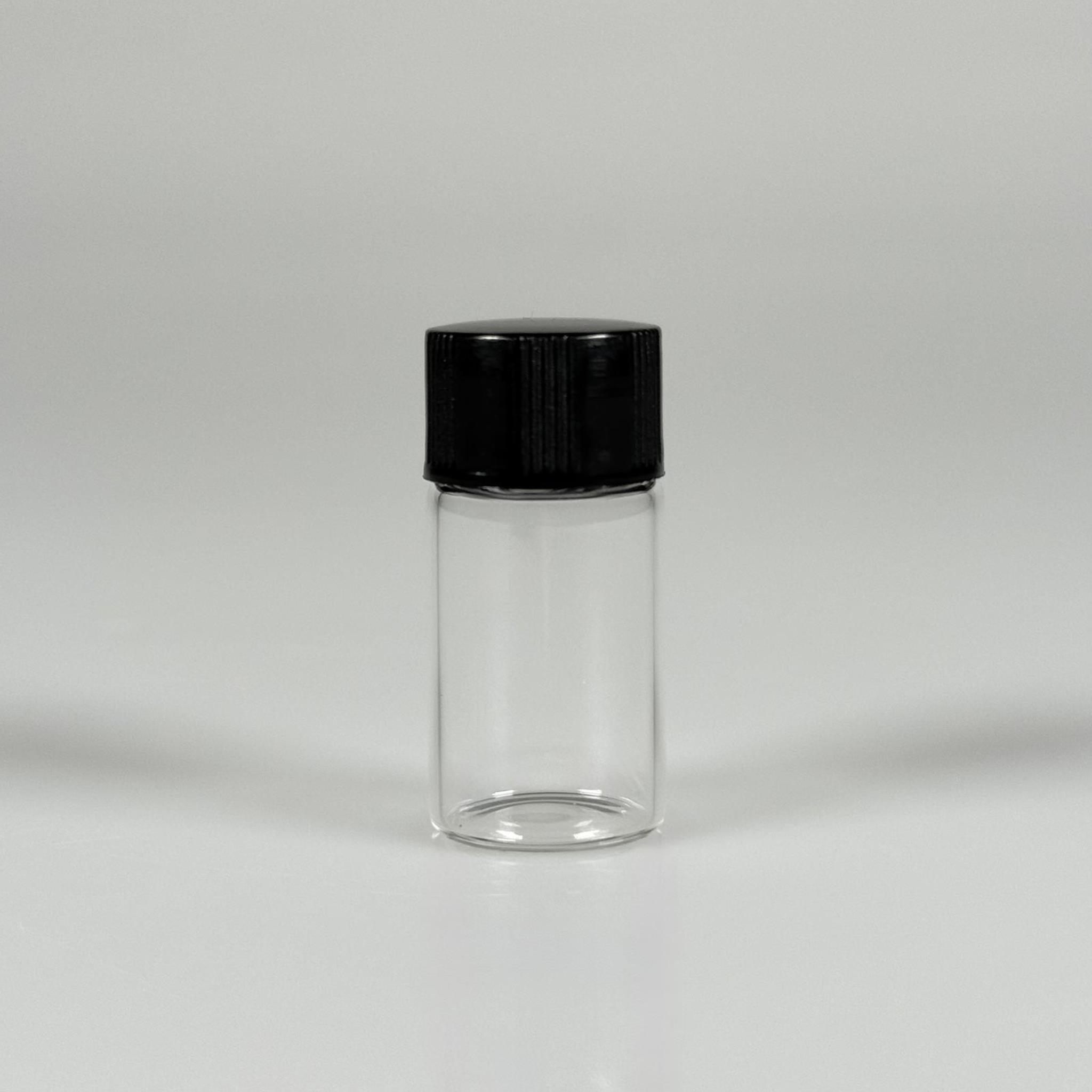 3 CC ŞEFFAF CAM ŞİŞE - SİYAH KAPAKLI - 3 ML KAPAKLI CAM ŞİŞE