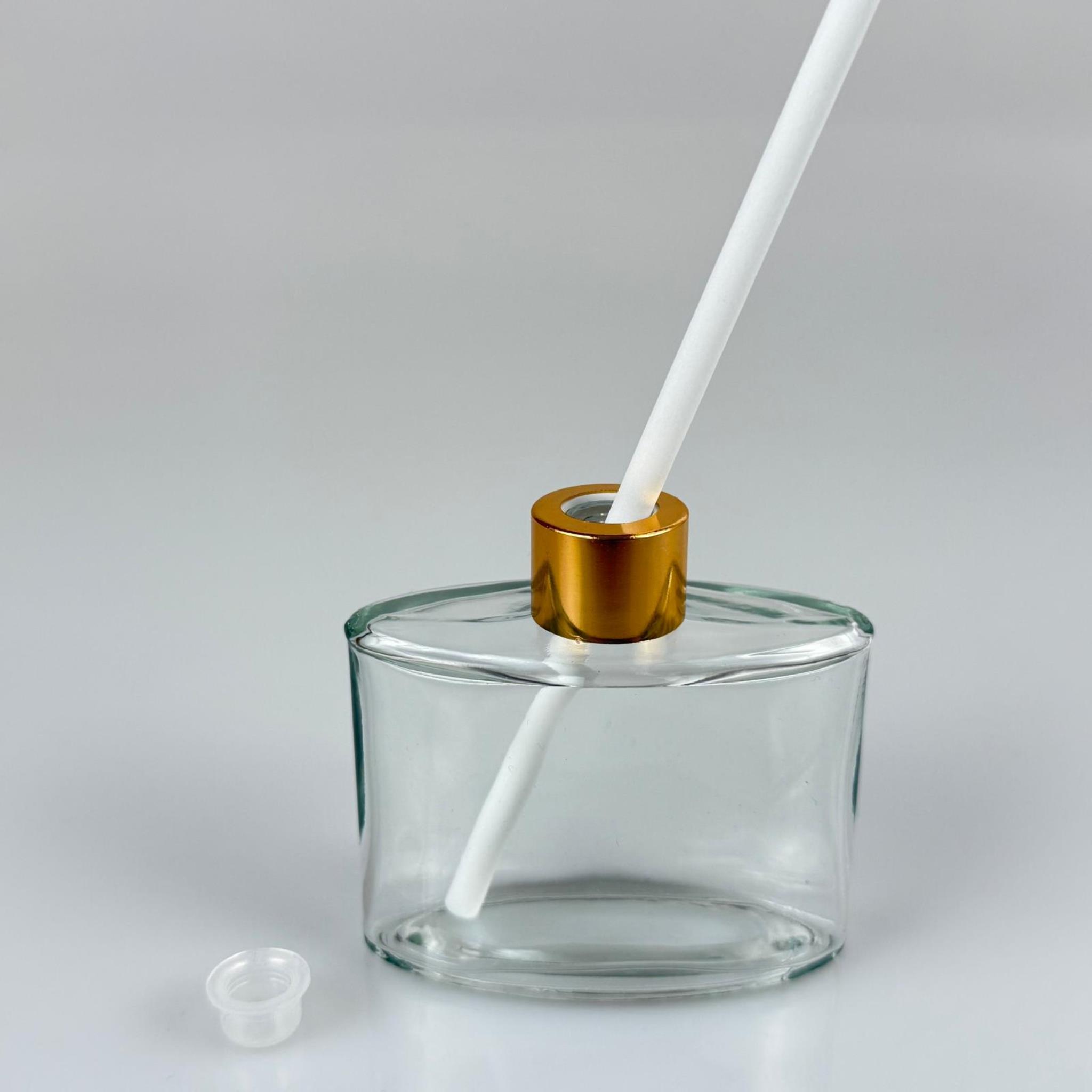 YASSI MODEL CAM BAMBU ODA KOKUSU ŞİŞESİ + METAL GOLD KAPAK + TIPA + KALIN BEYAZ FİBER BAMBU ÇUBUK - 50 ML SET TAKIM - HEDİYELİK PROMOSYON DİFFUSER ŞİŞELERİ