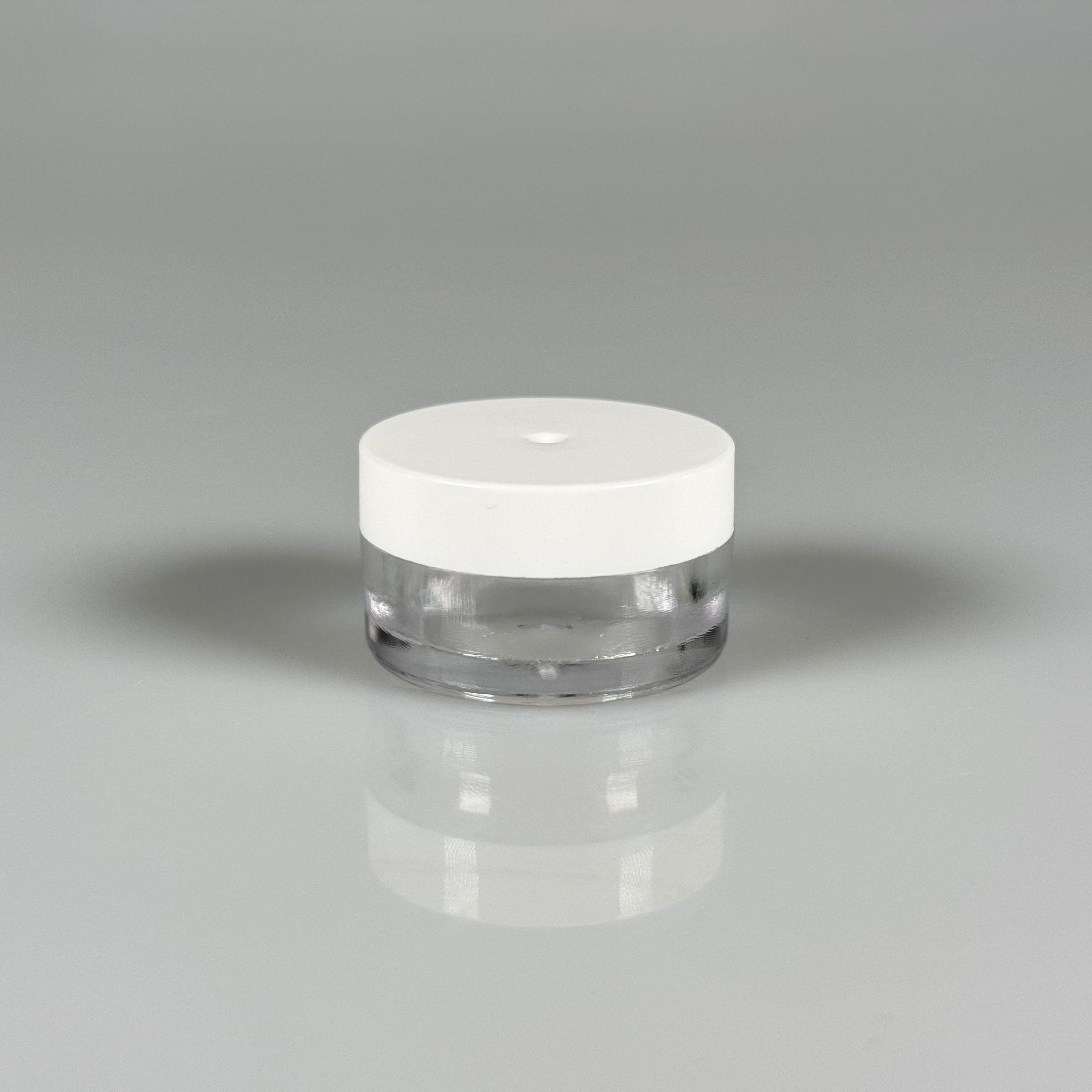 5 CC AKRİLİK KRİSTAL KAVANOZ - BEYAZ KAPAKLI  - 5 ML KREM KAVANOZ KALIN ŞEFFAF PLASTİK MİKA AKRİLİK