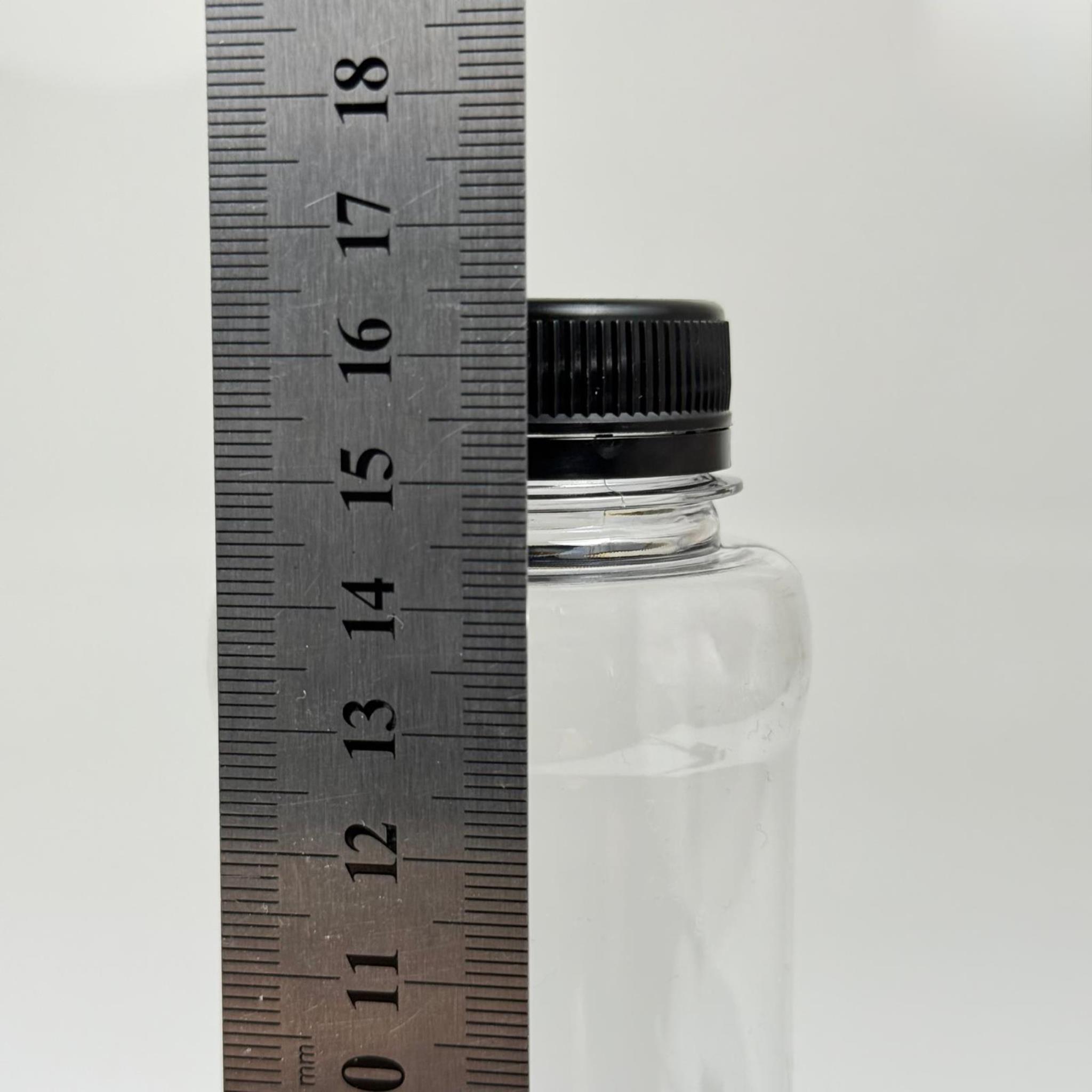 330 CC DÜZ GENİŞ AĞIZLI PET ŞİŞE - KİLİTLİ SİYAH KAPAKLI - 330 ML DETOKS MEYVE SUYU ŞİŞESİ