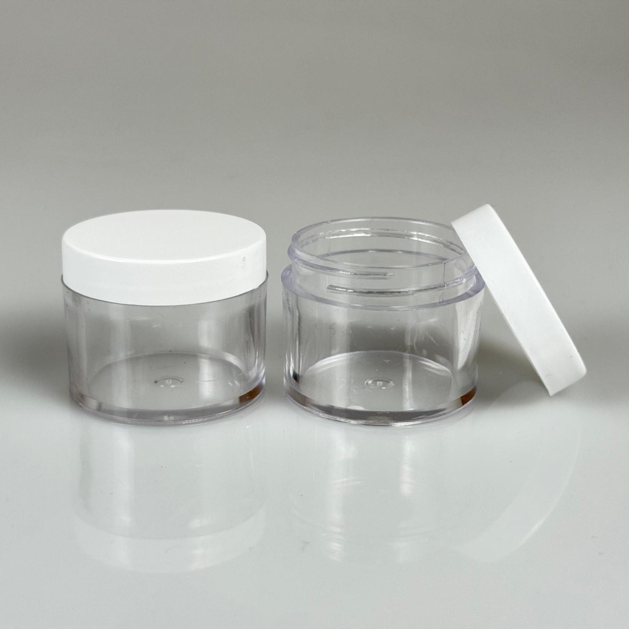 20 CC KRİSTAL KAVANOZ - BEYAZ PLASTİK KAPAKLI  - 20 ML KREM KAVANOZ KALIN ŞEFFAF PLASTİK MİKA AKRİLİK