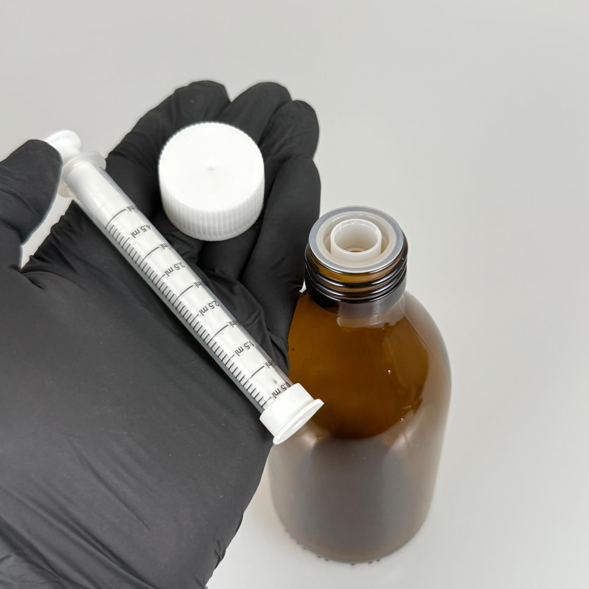 250 ML CAM ECZA ŞİŞESİ + 5 ML DOZAJ PİPETİ + DOZAJ TIPASI + CONTALI PLASTİK KAPAK TAKIM
