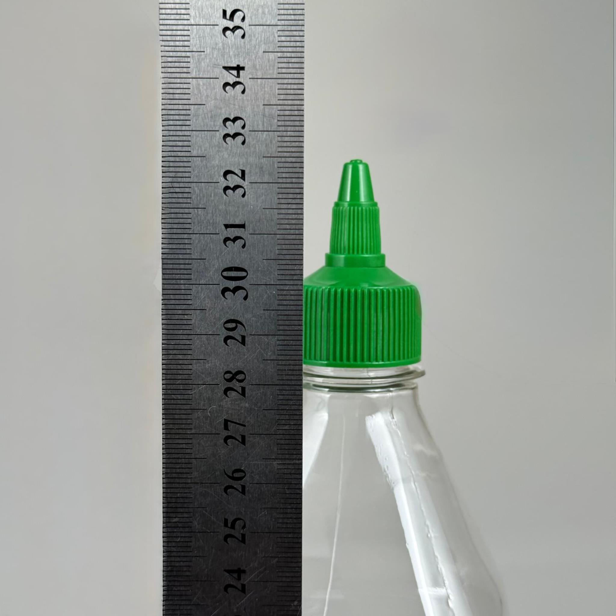 ZEYTİNYAĞI, SOS, ACI SOS, SİRKE, SRIRACHA VB BOŞ ŞİŞELERİ - YEŞİL SİVRİ TWİST AKITICI KAPAK + 1000 ML KARE KÖŞELİ ŞEFFAF PET PLASTİK ŞİŞE TAKIM