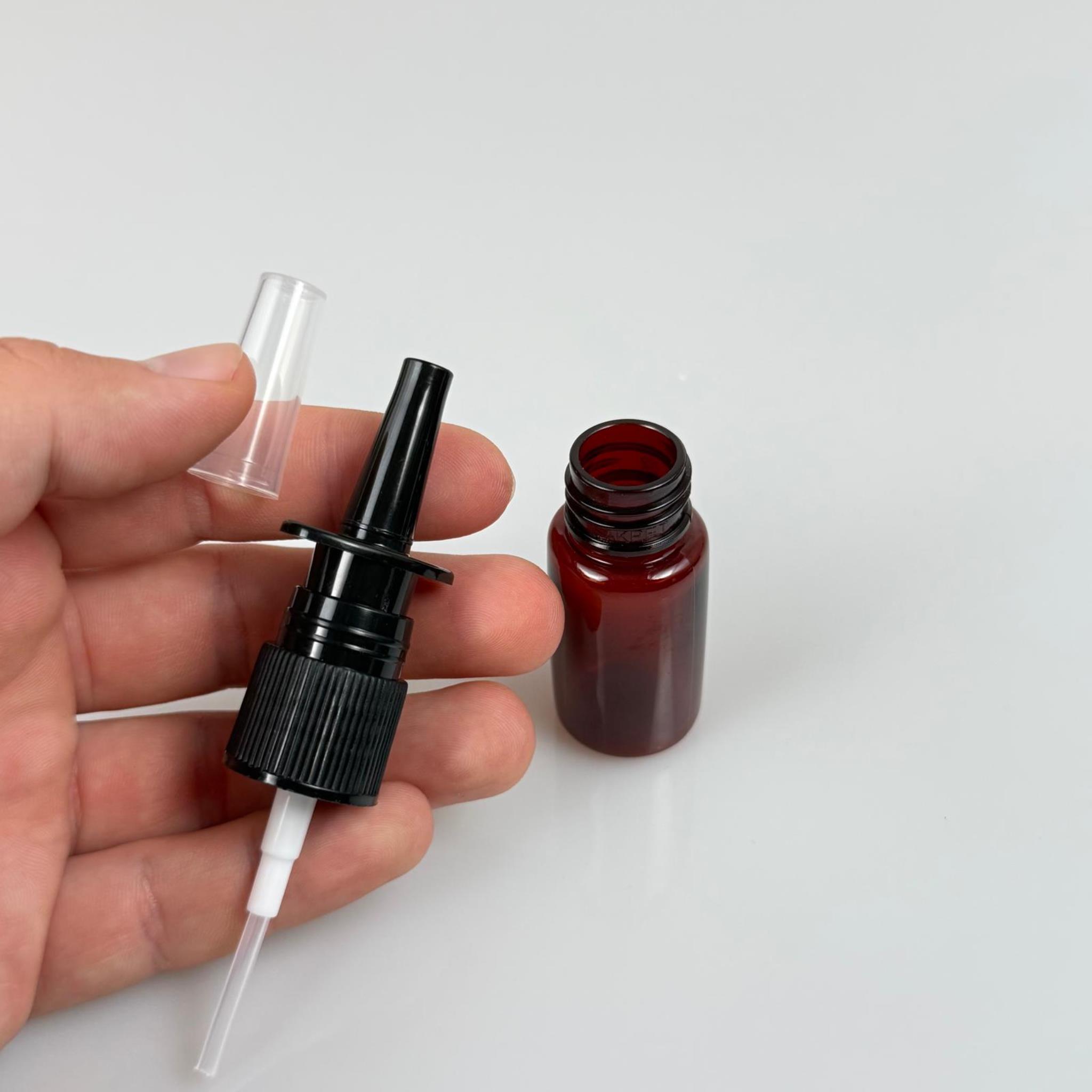 10 CC AMBER PET ŞİŞE- SİYAH NAZAL BURUN SPREYLİ 10 ML PLASTİK ŞİŞE