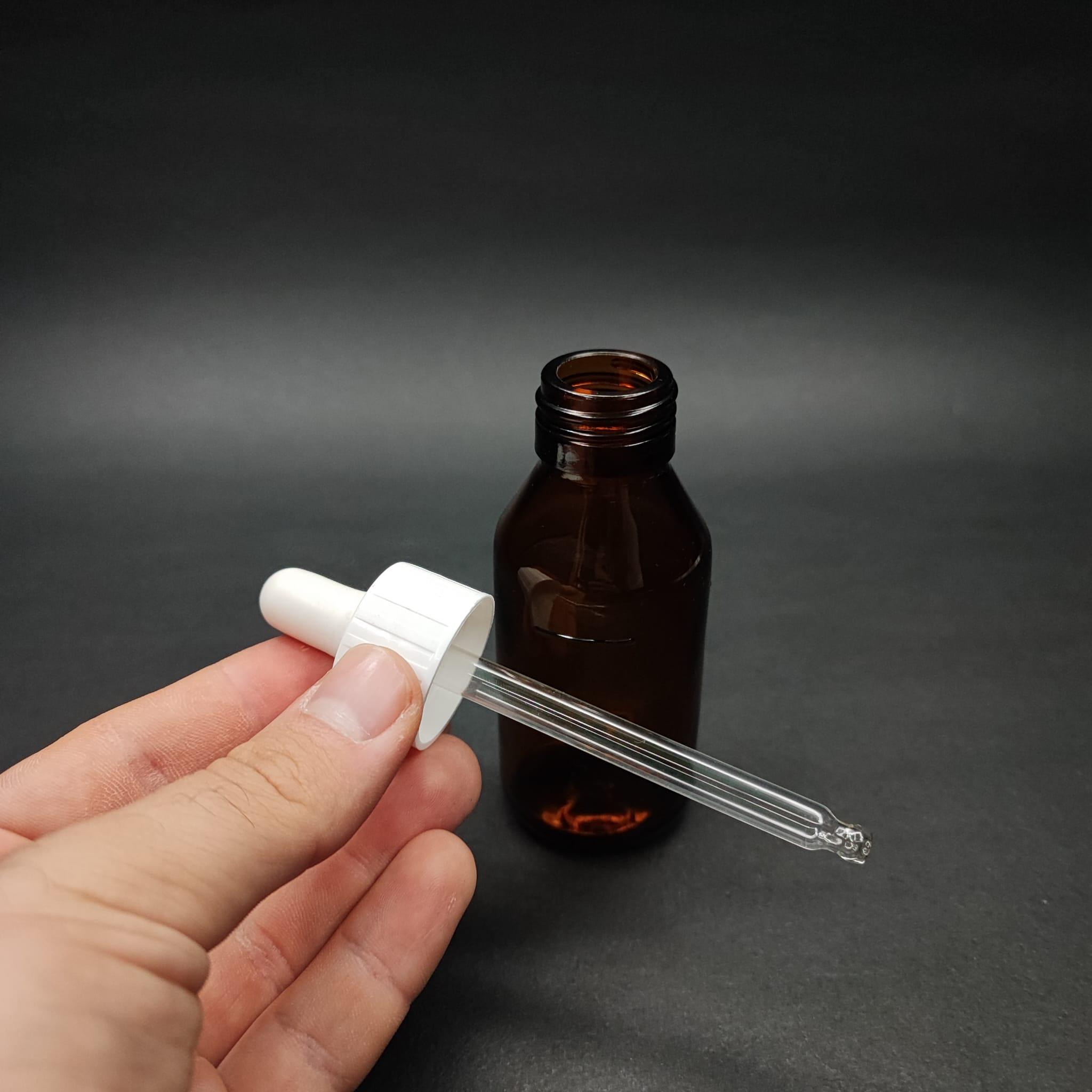 60 ML DOLUMU KOLAY, GENİŞ AĞIZLI CAM DAMLALIKLI ŞİŞE (25 MM AĞIZ)  - 60 CC BEYAZ DAMLALIKLI CAM ECZA ŞİŞESİ - AMBER KAHVERENGİ