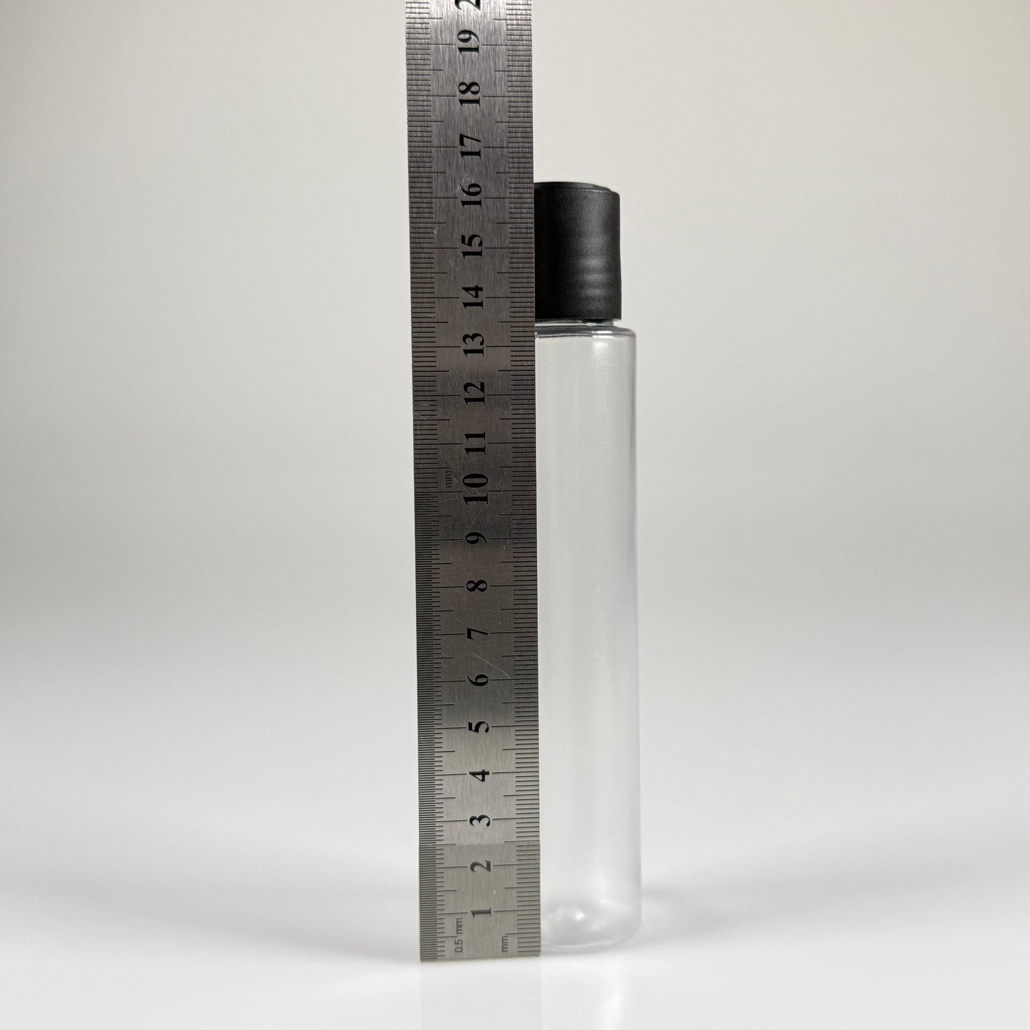 100 CC UZUN SİLİNDİR BUĞULU PET ŞİŞE (24 GR)  - SİYAH DİSKTOP AKITICI ŞAMPUAN KAPAKLI - 100 ML BİBERİYE SUYU, LAVANTA YAĞI, SAÇ SERUM, TONİK VB İÇİN PLASTİK KOZMETİK AMBALAJLARI