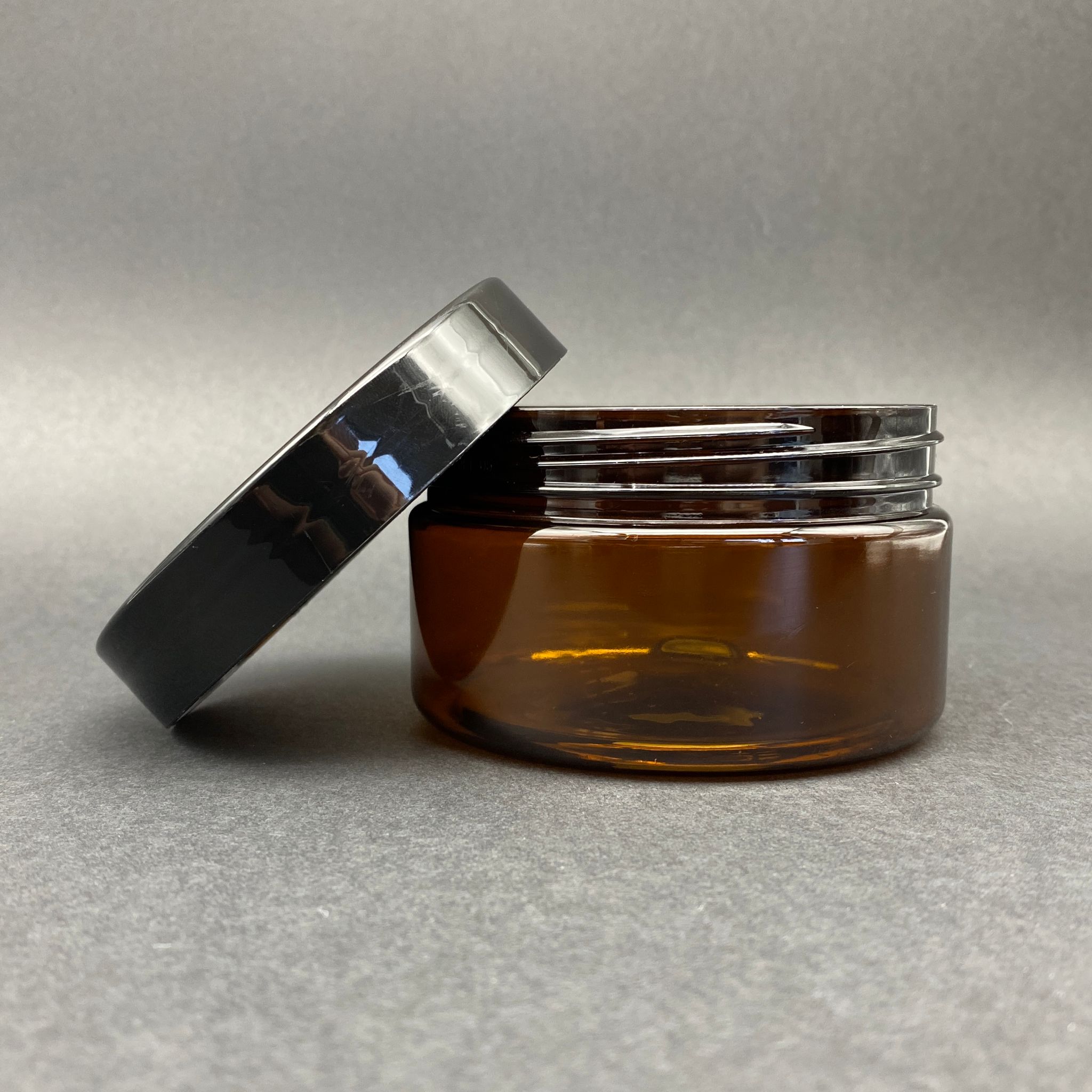 200 CC SERT PLASTİK AMBER KAVANOZ - SİYAH KAPAKLI - 200 ML KAHVERENGİ KAVANOZ