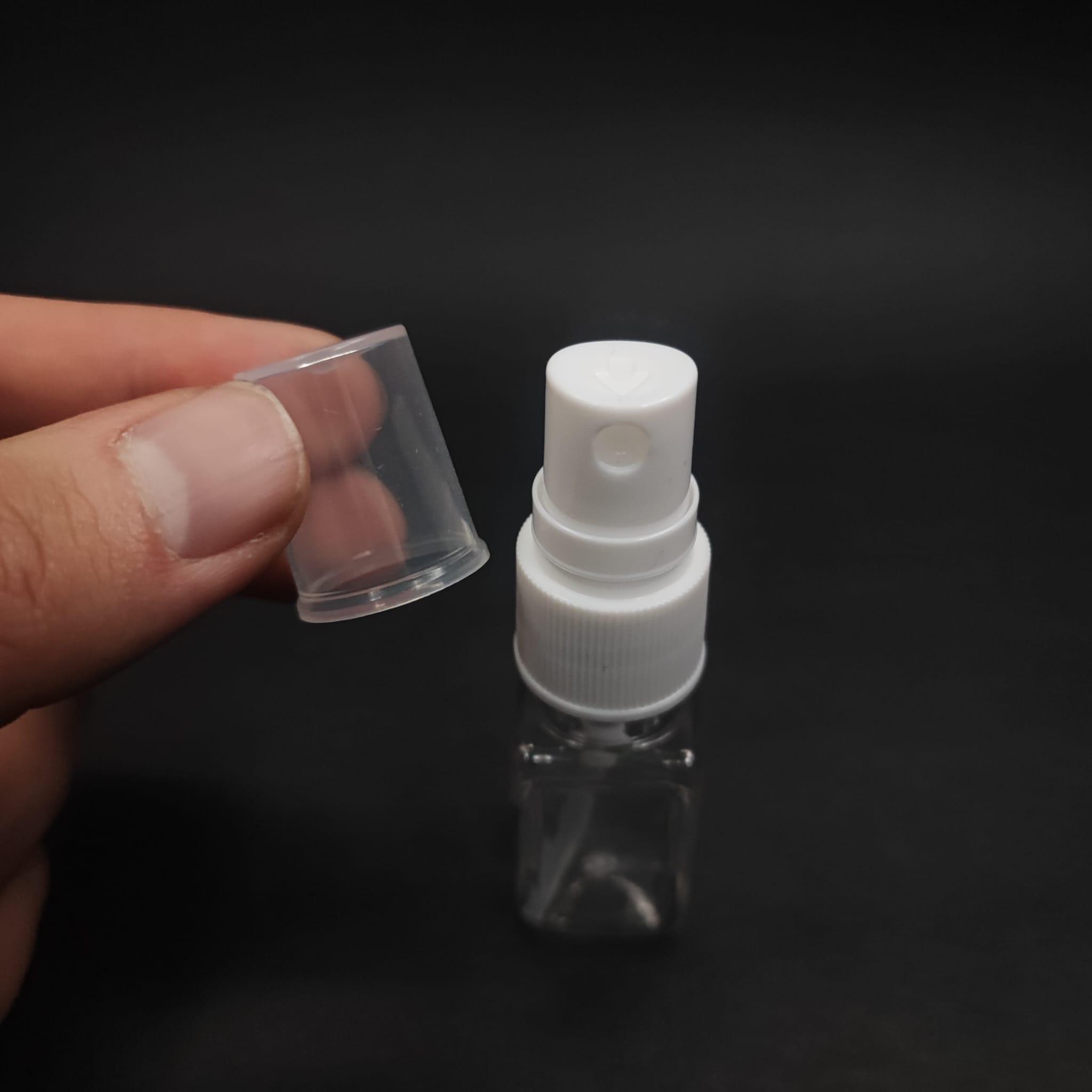 10 CC ŞEFFAF KARE PET ŞİŞE - BEYAZ SPREYLİ TESTER 10 ML PLASTİK ŞİŞE