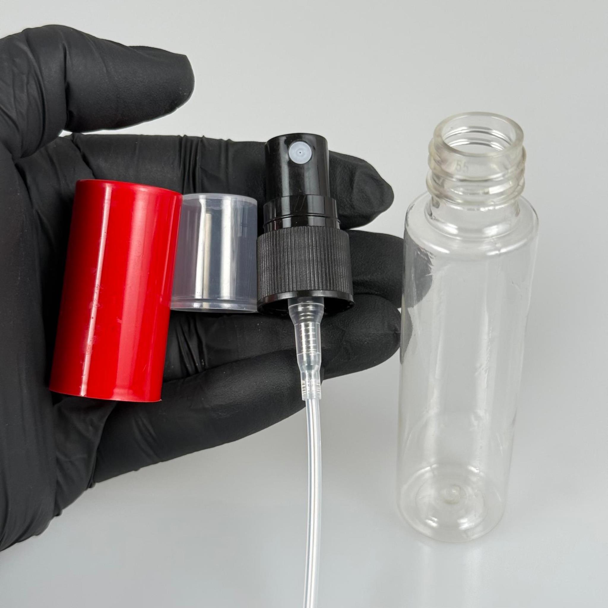35 CC PARFÜM ŞİŞESİ PLASTİK - SİYAH SPREY + KIRMIZI KAPAK - 35 ML PARFÜM ŞİŞESİ PET