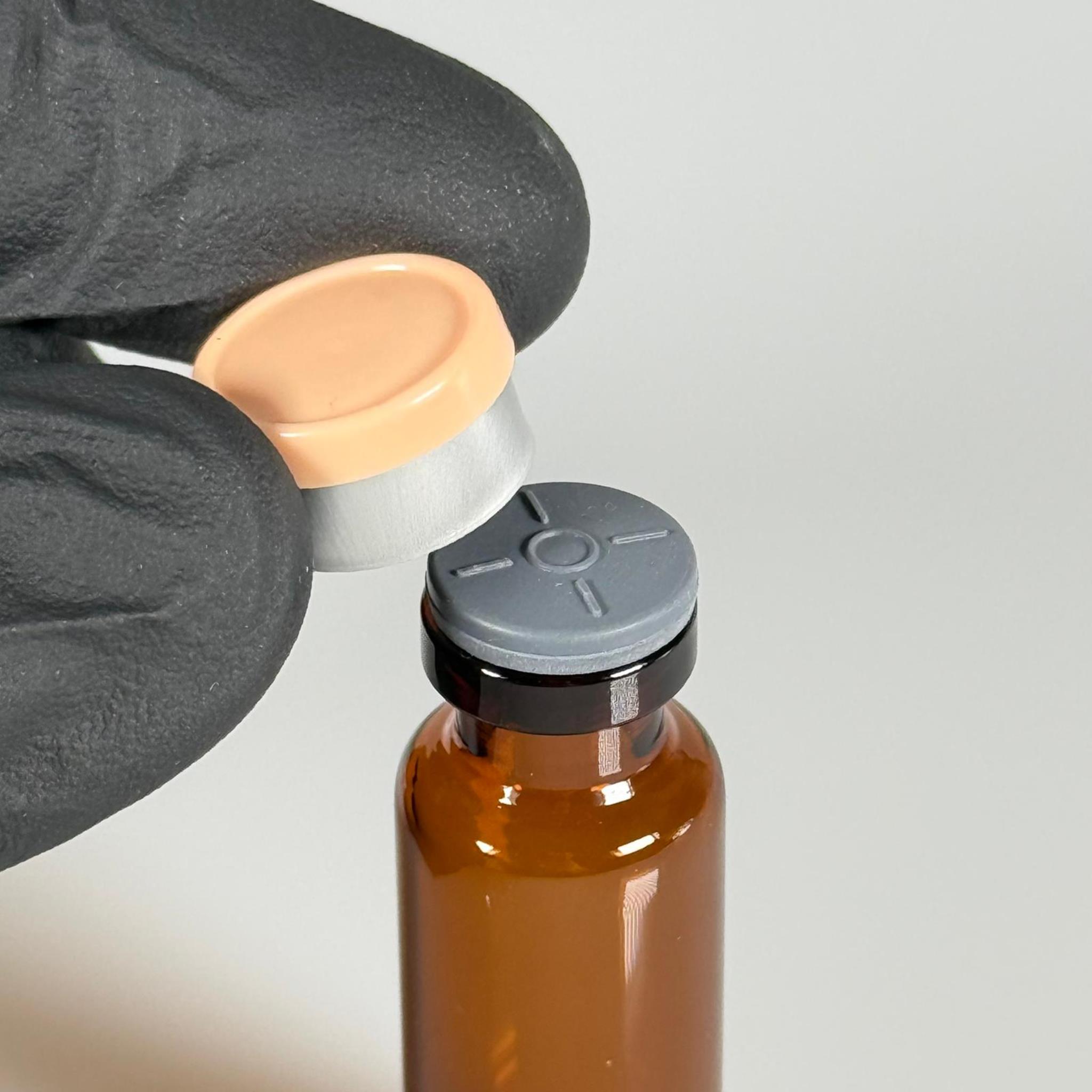 4 ML vial flakon şişe - 13 ağız 4 cc amber cam ilaç şişesi + kauçuk butil enjektör tıpası + bej alüminyum kapaklı takım