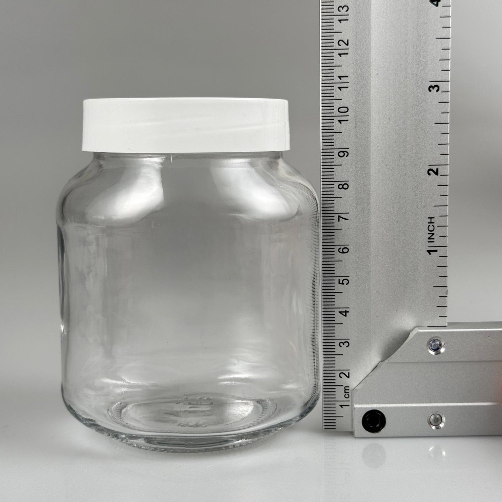 340 CC YASSI CAM KAVANOZ - BEYAZ PLASTİK KAPAKLI - 340 ML ÇİKOLATA KAVANOZU - REÇEL KAVANOZU