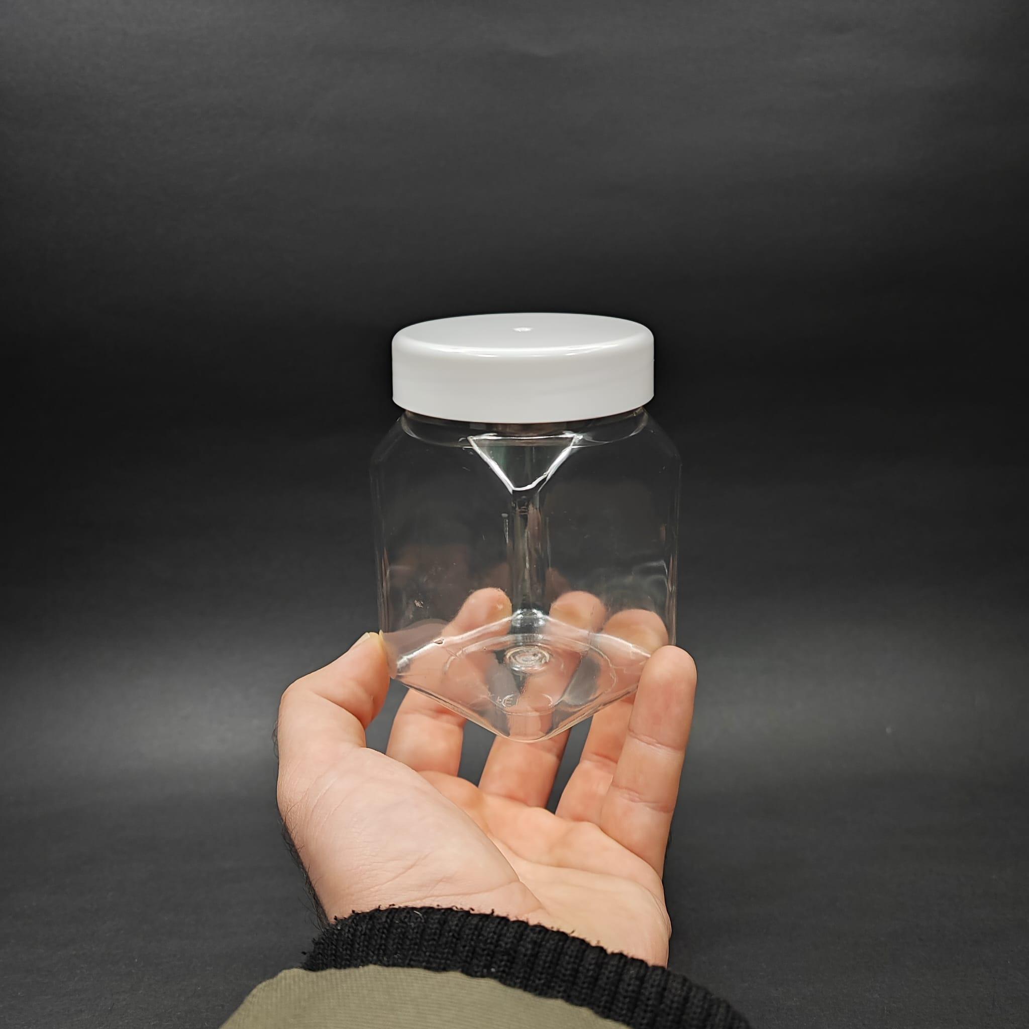 250 CC KARE PET KAVANOZ - BEYAZ KAPAKLI - İÇ TIPALI - 250 ML PLASTİK KREM KAVANOZU